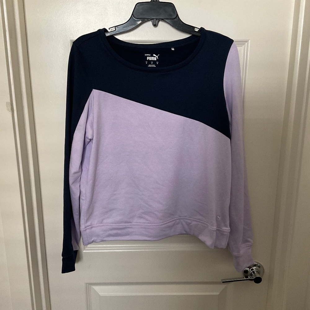 Puma Fleece Lined‎ Colorblock Sweatshirt - Navy Blue and Purple - Size Sm…
